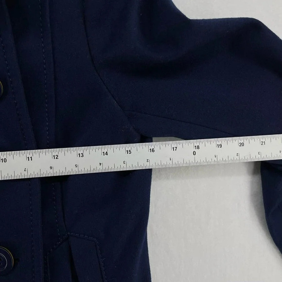 H&M Divided Pea Coat Women Sz 6 Navy Blue Collared Double Breasted Button Pocket - Picture 3 of 12